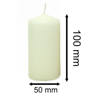 Set of 4 Ivory Pillar Candles | Unscented Wax Candles for Home & Events - 5x10cm