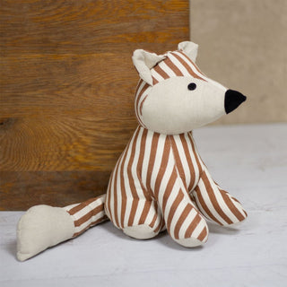 Finn Fox Striped Animal Doorstop | Brown Stripey Fabric Fox Door Stop - 26cm