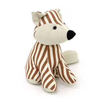 Finn Fox Striped Animal Doorstop | Brown Stripey Fabric Fox Door Stop - 26cm