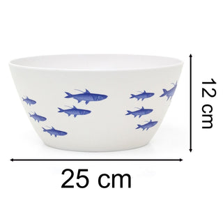 Fish Design Large Salad Bowl | Nautical Serving Bowl for Outdoor Dining 25cm