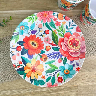 Floral Plastic Picnic Plate | Reusable Outdoor Plate for Camping - 24cm