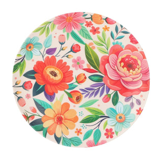 Floral Plastic Picnic Plate | Reusable Outdoor Plate for Camping - 24cm