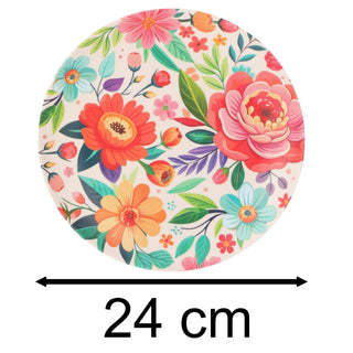 Floral Plastic Picnic Plate | Reusable Outdoor Plate for Camping - 24cm
