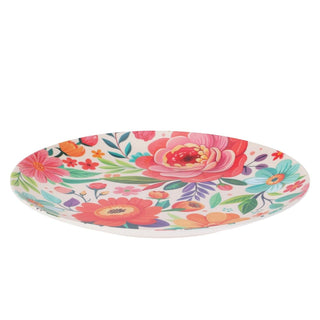Floral Plastic Picnic Plate | Reusable Outdoor Plate for Camping - 24cm