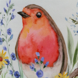 Floral Robin Velour Doorstop with Handle | Country Style Robin Door Stop - 21cm