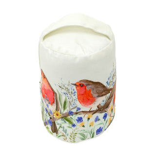 Floral Robin Velour Doorstop with Handle | Country Style Robin Door Stop - 21cm