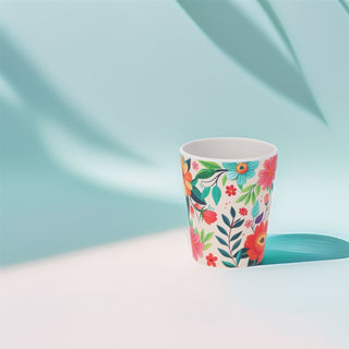 Floral Tumbler | Reusable Plastic Picnic Cup for Outdoor Drinks - 350ml