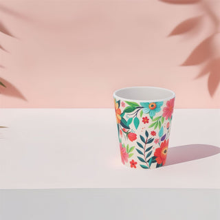 Floral Tumbler | Reusable Plastic Picnic Cup for Outdoor Drinks - 350ml