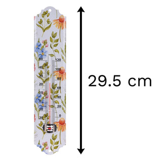 Floral Wall Mounted Metal Garden Thermometer | Waterproof Outdoor Temperature Gauge | Greenhouse Patio Thermometer - Design Varies One Supplied