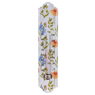 Floral Wall Mounted Metal Garden Thermometer | Waterproof Outdoor Temperature Gauge | Greenhouse Patio Thermometer - Design Varies One Supplied