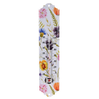 Floral Wall Mounted Metal Garden Thermometer | Waterproof Outdoor Temperature Gauge | Greenhouse Patio Thermometer - Design Varies One Supplied