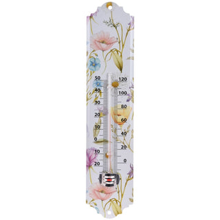 Floral Wall Mounted Metal Garden Thermometer | Waterproof Outdoor Temperature Gauge | Greenhouse Patio Thermometer - Design Varies One Supplied