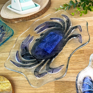 Glass Crab Serving Plate | Nautical Seafood Platter for Summer Dining - 26cm