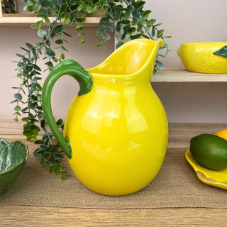 Glazed Lemon Jug | Large Yellow Lemon Ceramic Serving Pitcher & Vase - 20cm