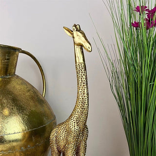 Gold Standing Giraffe Ornament | Wildlife Safari Golden Giraffe Statue - 44cm