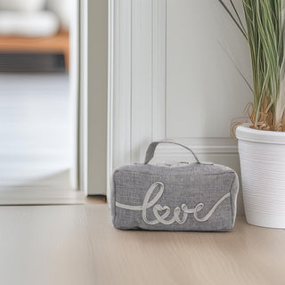 Grey Fabric Door Stop Decorative Indoor Rectangle Weighted Doorstop With Handle