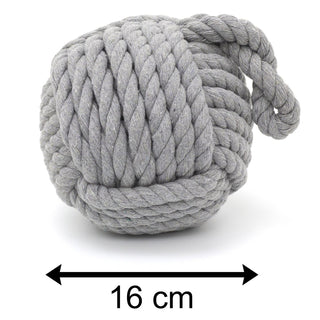 Grey Nautical Knot Rope Heavy Doorstop | Nautical Monkey's Fist Seaside Rope Door Stop | Beach Rope Knot Door Stopper Ball