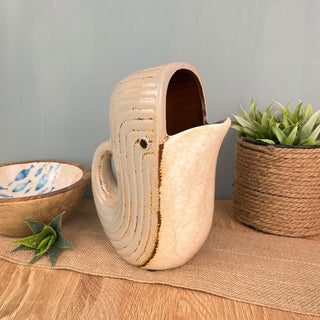 Grey Whale Jug Vase | Ceramic Fish - Shaped Pitcher for Milk & Water - 22cm