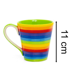 Hand - Painted Large Rainbow Stripe Mug Ceramic Coffee Mug Multi - Coloured Tea Cup