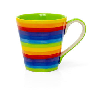 Hand - Painted Large Rainbow Stripe Mug Ceramic Coffee Mug Multi - Coloured Tea Cup