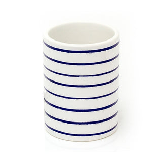 Harbour Stripe Toilet Brush & Holder | Nautical Ceramic Loo Brush Holder & Brush