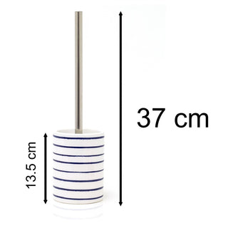 Harbour Stripe Toilet Brush & Holder | Nautical Ceramic Loo Brush Holder & Brush