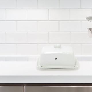 Heart Butter Dish with Lid | White Ceramic Container for Perfect Butter Storage