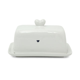 Heart Butter Dish with Lid | White Ceramic Container for Perfect Butter Storage