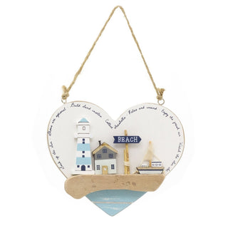 Heart - Shaped Seashore Plaque | Decorative Nautical Wall Art Beach Sign - 16cm
