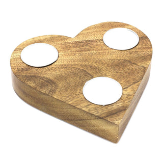Heart - shaped Wooden Triple Tealight Holder With Votive Candles for Wedding Decor