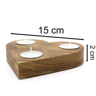Heart - shaped Wooden Triple Tealight Holder With Votive Candles for Wedding Decor