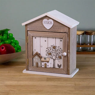 Hearts & Houses Wooden Egg House Holder | Kitchen Egg Rack House For Six Eggs
