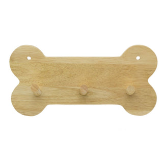 Hevea Wood Dog Bone Wall Hooks | 3 Peg Puppy Pet Dog Leash Wooden Wall Hooks | Decorative Wall Hooks Dog Lead Storage