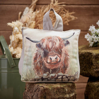 Highland Cow Doorstop | Decorative Fabric Animal Door Stop with Handle - 18cm