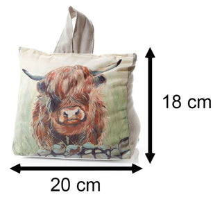 Highland Cow Doorstop | Decorative Fabric Animal Door Stop with Handle - 18cm