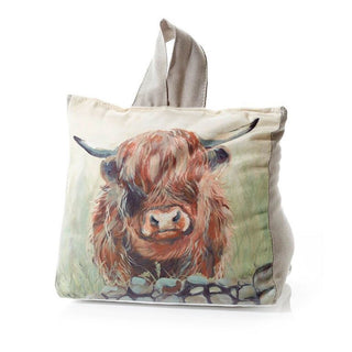 Highland Cow Doorstop | Decorative Fabric Animal Door Stop with Handle - 18cm