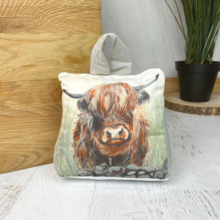 Highland Cow Doorstop | Decorative Fabric Animal Door Stop with Handle - 18cm