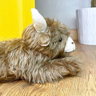 Highland Cow Doorstop | Fabric Animal Door Stop with Shaggy Coat - 1.5kg