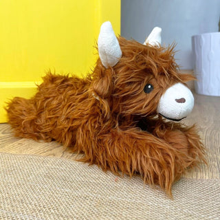 Highland Cow Doorstop | Fabric Animal Door Stop with Shaggy Coat - 1.5kg