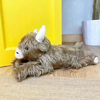 Highland Cow Doorstop | Fabric Animal Door Stop with Shaggy Coat - 1.5kg
