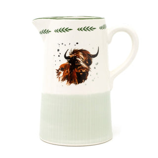 Highland Cow Jug | Ceramic Country - Style Pitcher for Milk, Water & Flowers 20cm