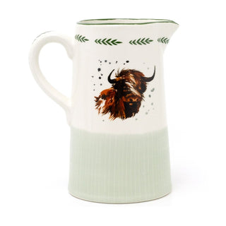 Highland Cow Jug | Ceramic Country - Style Pitcher for Milk, Water & Flowers 20cm