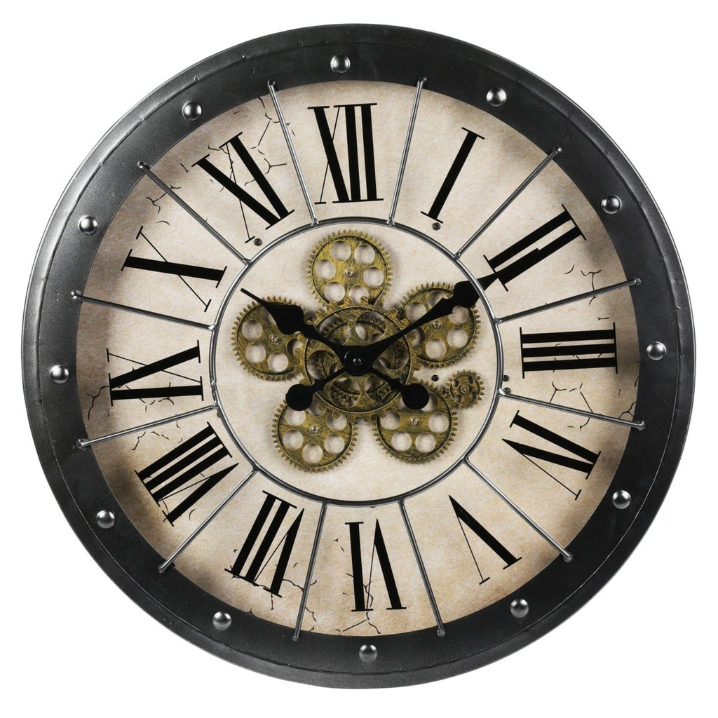 Industrial Working Gear Metal Wall Clock | Large Steampunk Vintage Wal ...