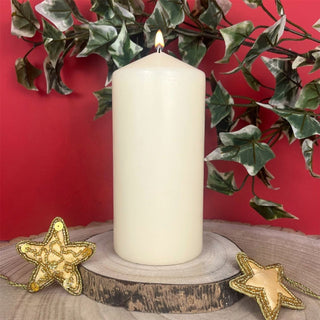 Ivory Church Pillar Candle | Unscented Decorative Cream Pillar Candle - 15cm