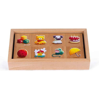 Janod First Words Memo Game | 40 Pc Wooden Pairs Kids Memory & Association Game