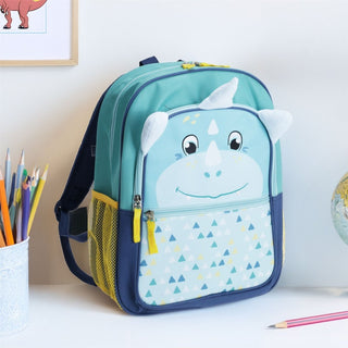 Kids Dinosaur Backpack | Boys Blue School Bag with Multiple Compartments - 12L