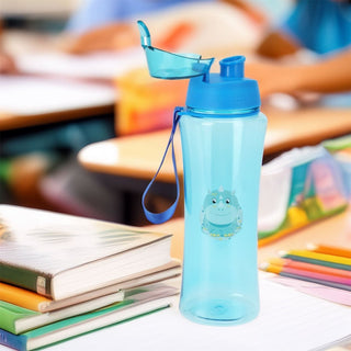 Kids Dinosaur Water Bottle | Leak - Proof, 650ml, with Strap - Blue Triceratops