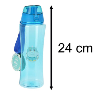 Kids Dinosaur Water Bottle | Leak - Proof, 650ml, with Strap - Blue Triceratops
