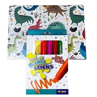 Kids Paint Sticks & 2 Drawing Pads | 12 Easy Paint Sticks with A4 Pads - Age 3+