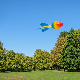 Kids Throw Rocket | Foam Rainbow Hand Throwing Torpedo Rocket for Kids - 25cm